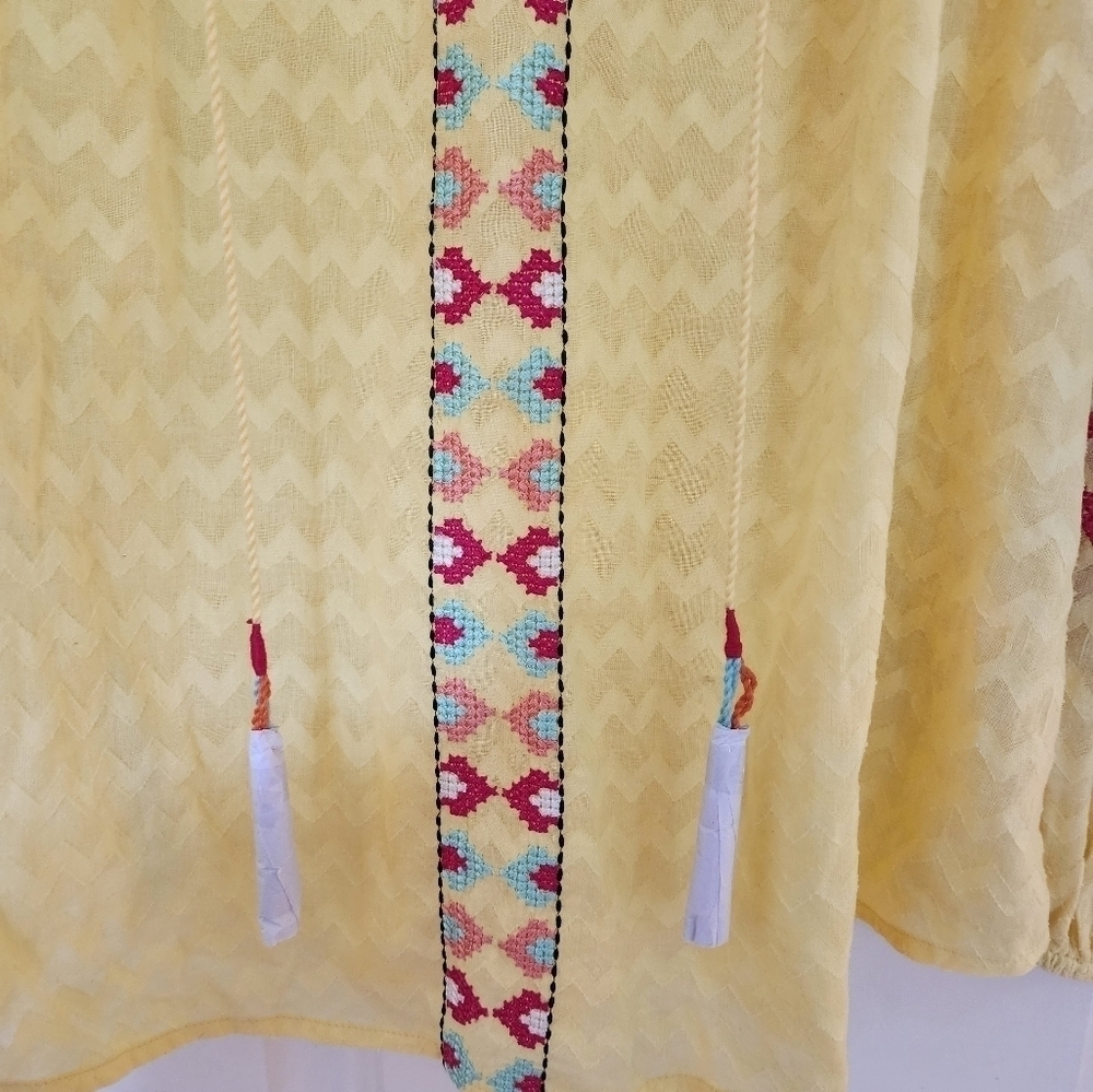Soft surrondings boho tunic top flowy embroidered cotton lemon drop sizepsmall - Picture 5 of 10